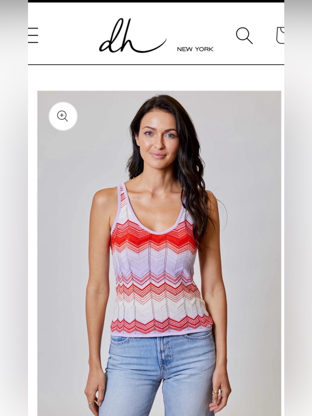 dh New York The Everly Poppy Red Chevron Knit Tank Top